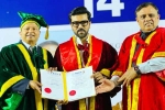 Ram Charan Doctorate given, Ram Charan Doctorate, ram charan felicitated with doctorate in chennai, India